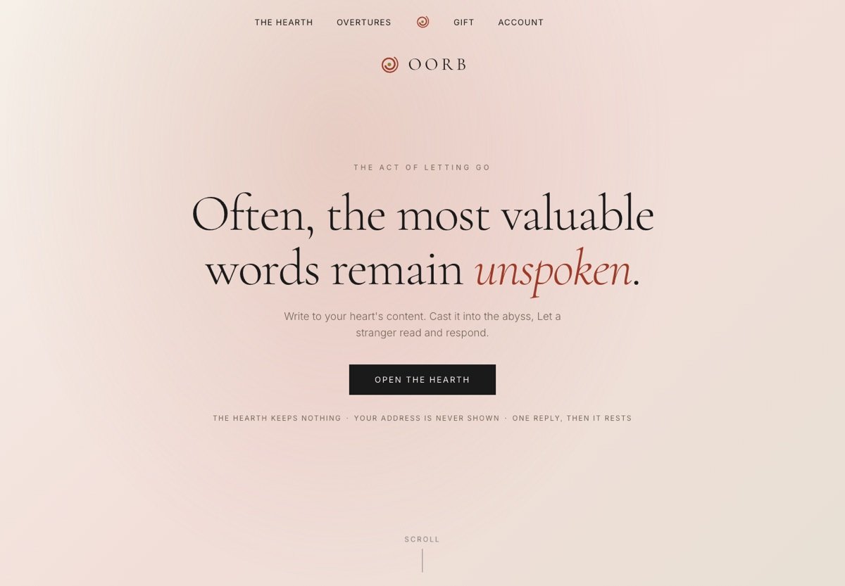 Oorb — anonymous letter-writing platform